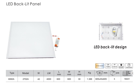 경쟁력 있는 비용 40W 60*60 평방 경계 LED 조명 패널 프레임 사무실 / 건물