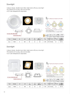 3단계 디메이블 900lm Muare 내장 LED 다운라이트 내부 조명 벽 세척기
