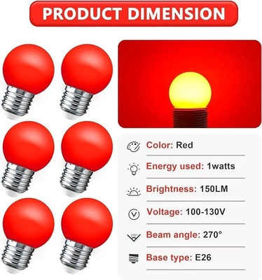 LED G45 글로브 크리스마스 라이트 1W 컬러드 나이트 미니 에디슨 E26 15W 적색 전구