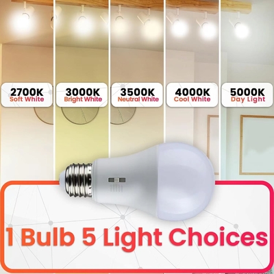 10W 1100 루멘스 2700-6500K 낮 빛 5CCT LED 전구 80 Ra 색상 렌더링 인덱스