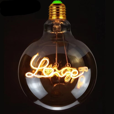 LED 필라멘트 램프 베이스 4W 유리 맑은 앰버 G80/95 시리즈 디밍 할 수 있는 안녕하세요 사랑 편지