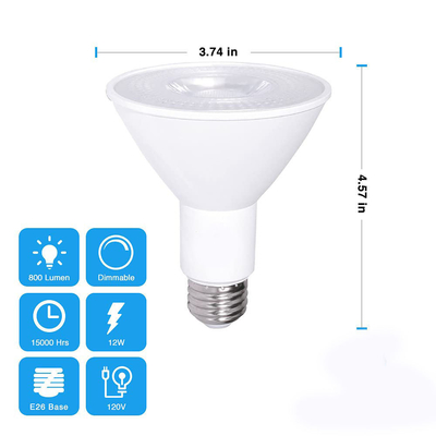 12W 100W 디밍 할 수 있는 방수 E26 3000K 따뜻한 흰색 LED 홍수 전구 PAR30 버튼 컨트롤러