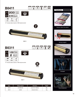 클립과 자석 IP65 등급 DC 전원 공급 장치와 함께 휴대용 LED 재충전 펜 라이트