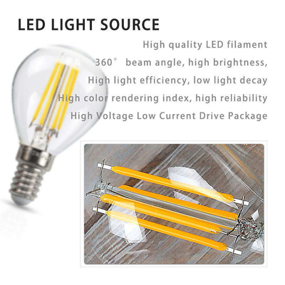 ETL C35 E11 글로브 LED 필라멘트 전구 4W 120C 조명 및 회로 설계를 위해 디밍 가능