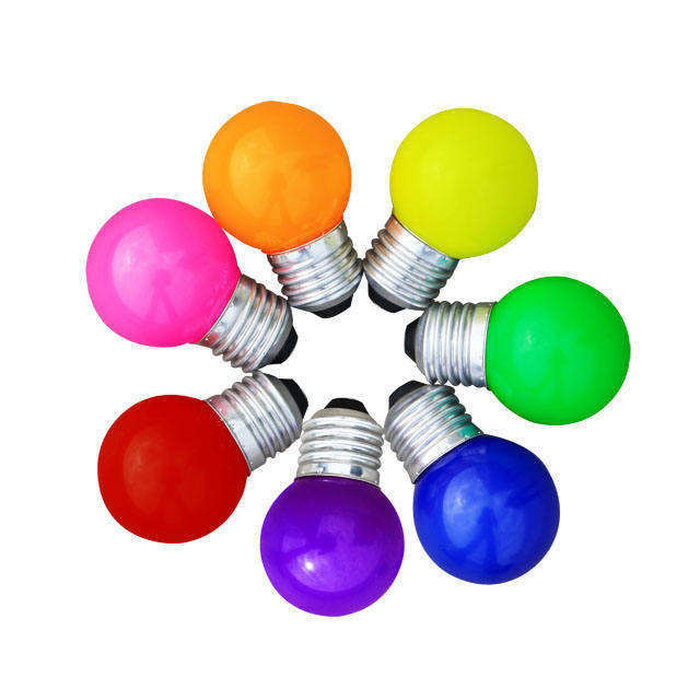 빛 및 유리 재료 디자인을위한 다채로운 LED 전구 1W 2W G45 골프 E14 B22 E27