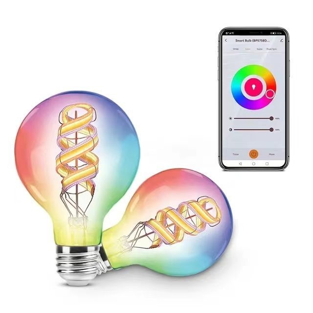 무선 블루투스 TUYA APP 제어 LED 전구 색상 변경 및 빛 희미화